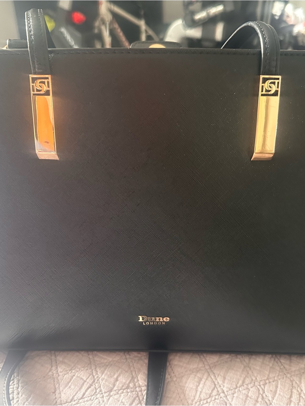 Dune London Black Tote with Gold Accents